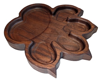 Bandeja de nogal con forma de pata de gato