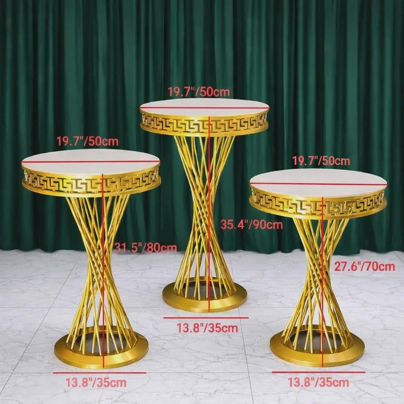 Gold Twist Metal Pedestal Stands | Wedding & Event Decor, 3-piece Set ...