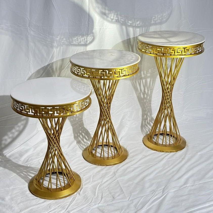 Gold Twist Metal Pedestal Stands | Wedding & Event Decor, 3-piece Set ...