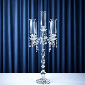 5-Arm Crystal Roman Column Candelabra Candle Holder | Elegant Table Centerpiece