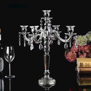 Crystal Glass 5-Arm Candelabra: Elegant Table Centerpiece (2 Sets/order)
