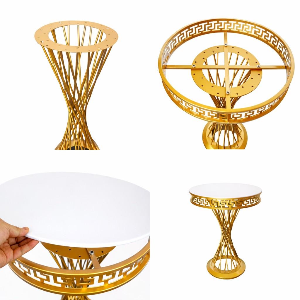Gold Twist Metal Pedestal Stands | Wedding & Event Decor, 3-piece Set ...