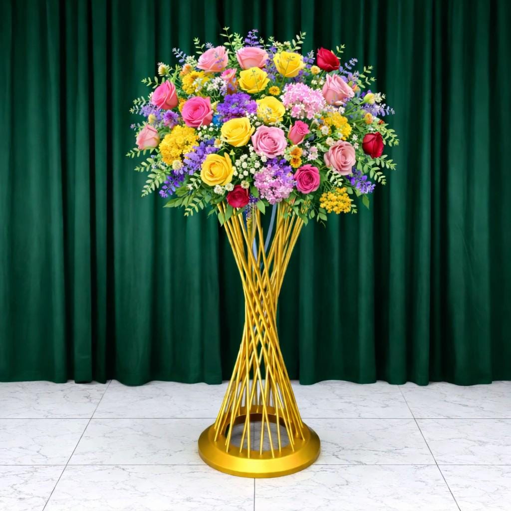 Gold Twist Metal Pedestal Stands | Wedding & Event Decor, 3-piece Set ...