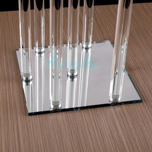 thumbnail image 2 of 14 Inch 7-Arm Crystal Candelabra Centerpiece - Clear Taper Candle Holder For Wedding, Dining Table, Home Decor 2 of 10