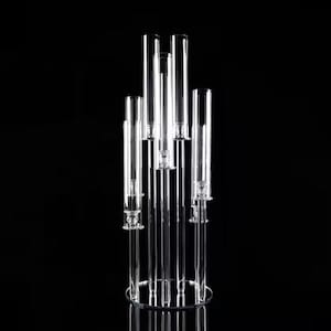 8-Arm Crystal Candelabra Candle Holder with Round Mirror Base | Elegant Table Centerpiece