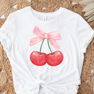 Cherry Coquette Shirt, Trendy Cherry Shirt, Coquette Style Tee, Fashionable Cherry T-shirt, Casual Coquette Top, Cherry Inspired Gift