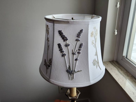 Yardenfun Purple Lilac Floral Beaded Lace Cloth Lampshade – 12x12x11 Inch Barrel Shade For Desk, Floor & Wall Lamps, E27 Socket