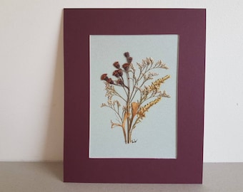 Original Pressed Flower Artwork 8x10 – Wild Botanical Art (#49)