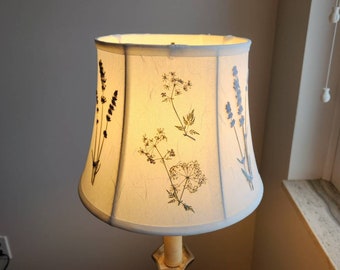 One-of-a-kind pressed flower botanical medium table lamp shade made with real dried flowers (#88)