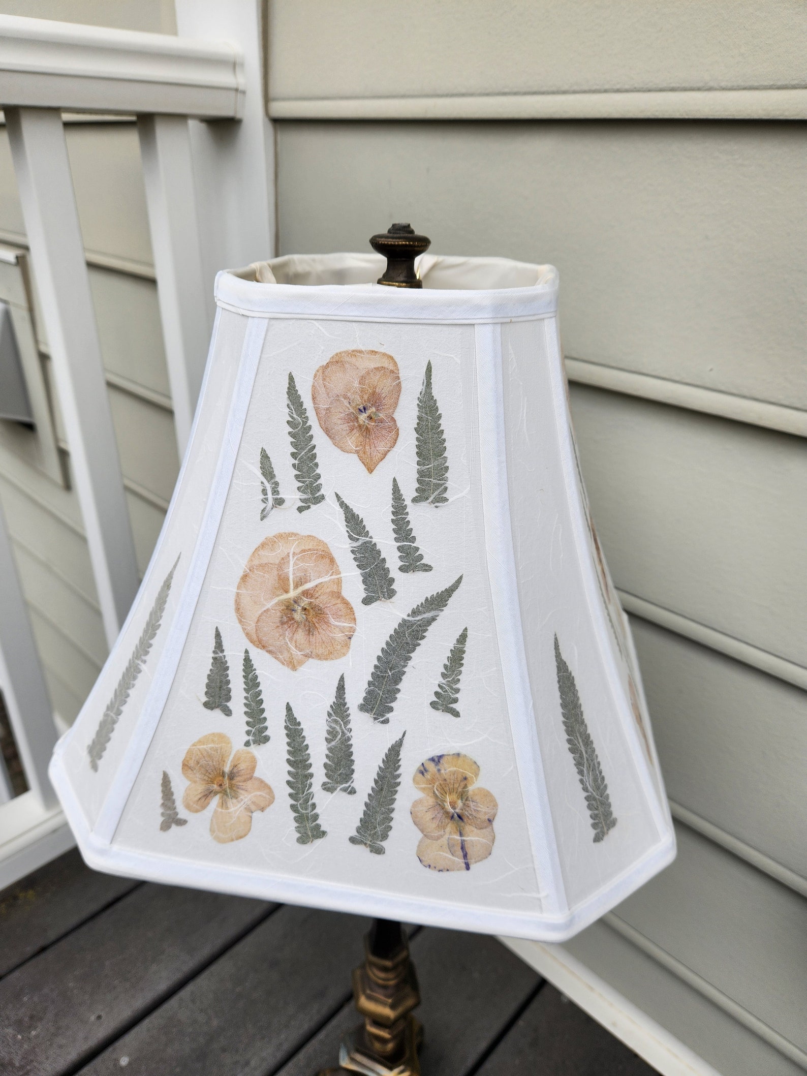 Pressed Flower Lampshade With Real Dried Flowers Pansy Flowers and
