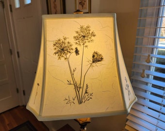 Pressed Wild Carrot Flower Lampshade, Royal Rectangle Bell Lamp (#69)