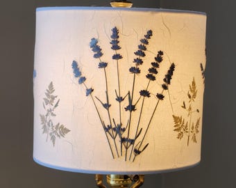 Pressed Lavender Flower Table Lampshade, Botanical Art (#51)