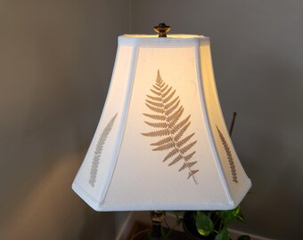 Handmade fern pressed flowers royal design square bell lampshade (#116)