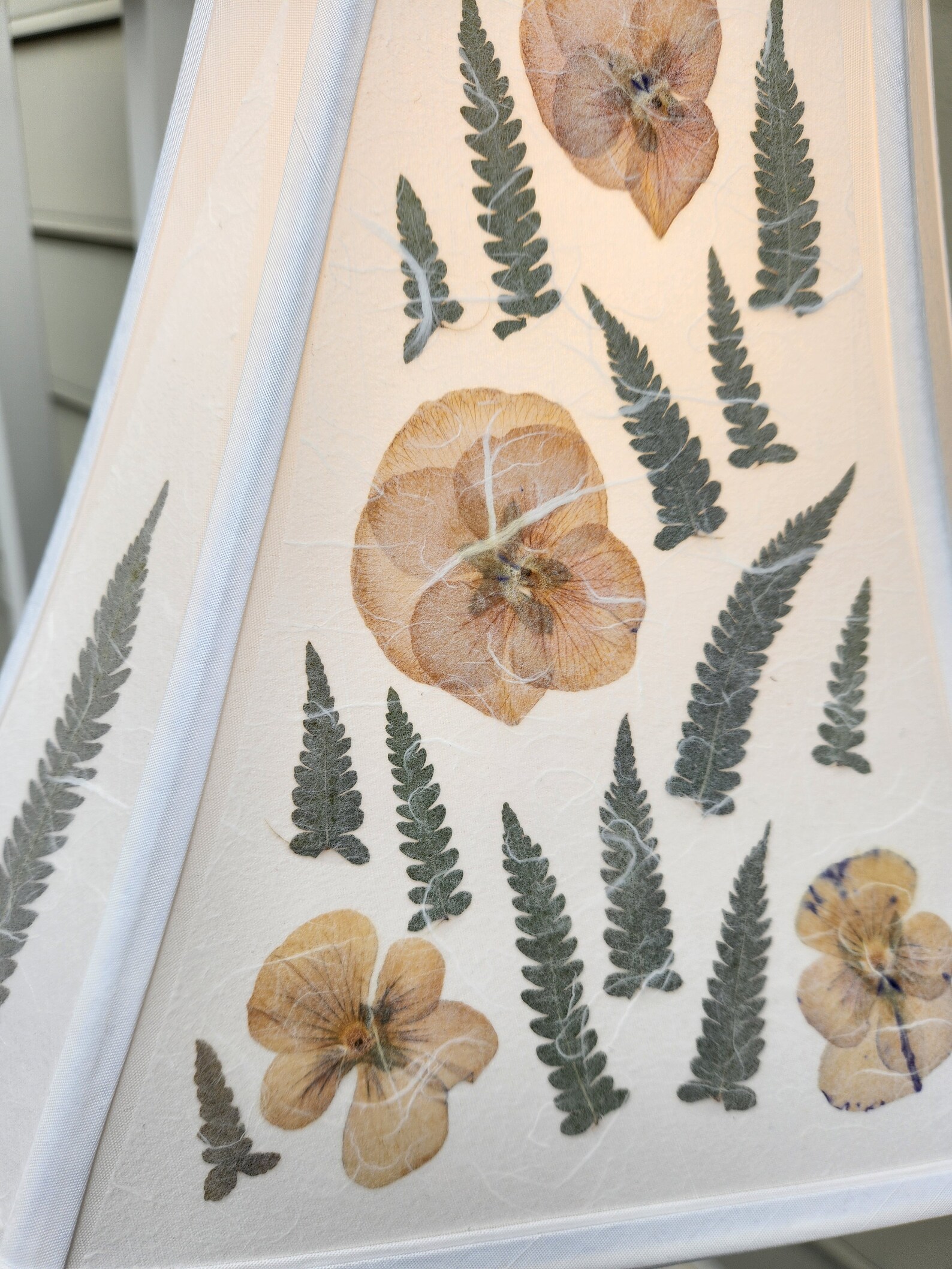 Pressed Flower Lampshade With Real Dried Flowers Pansy Flowers and