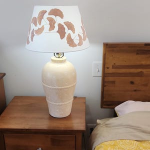 Extra large bell lamp shade. Real dried Ginkgo Biloba leaves lampshade (#125)