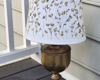 Dried yellow wild flowers oval bell lamp shade (#103)