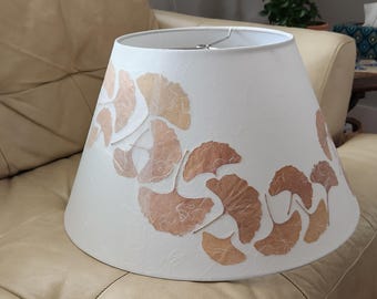 Ginkgo Biloba leaf lampshade. Botanical extra large bell lamp shade (#119)