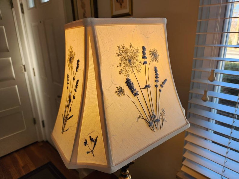 Pressed Flower Art Lampshade Pressed Flower Artwork Lamp Etsy
