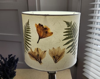 Pressed Flower Lampshade: Botanical Fern Table Lamp Shade (#109)