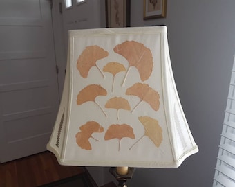 Pressed Flower Lampshade: Victorian Style, Ginkgo & Lavender (#65)