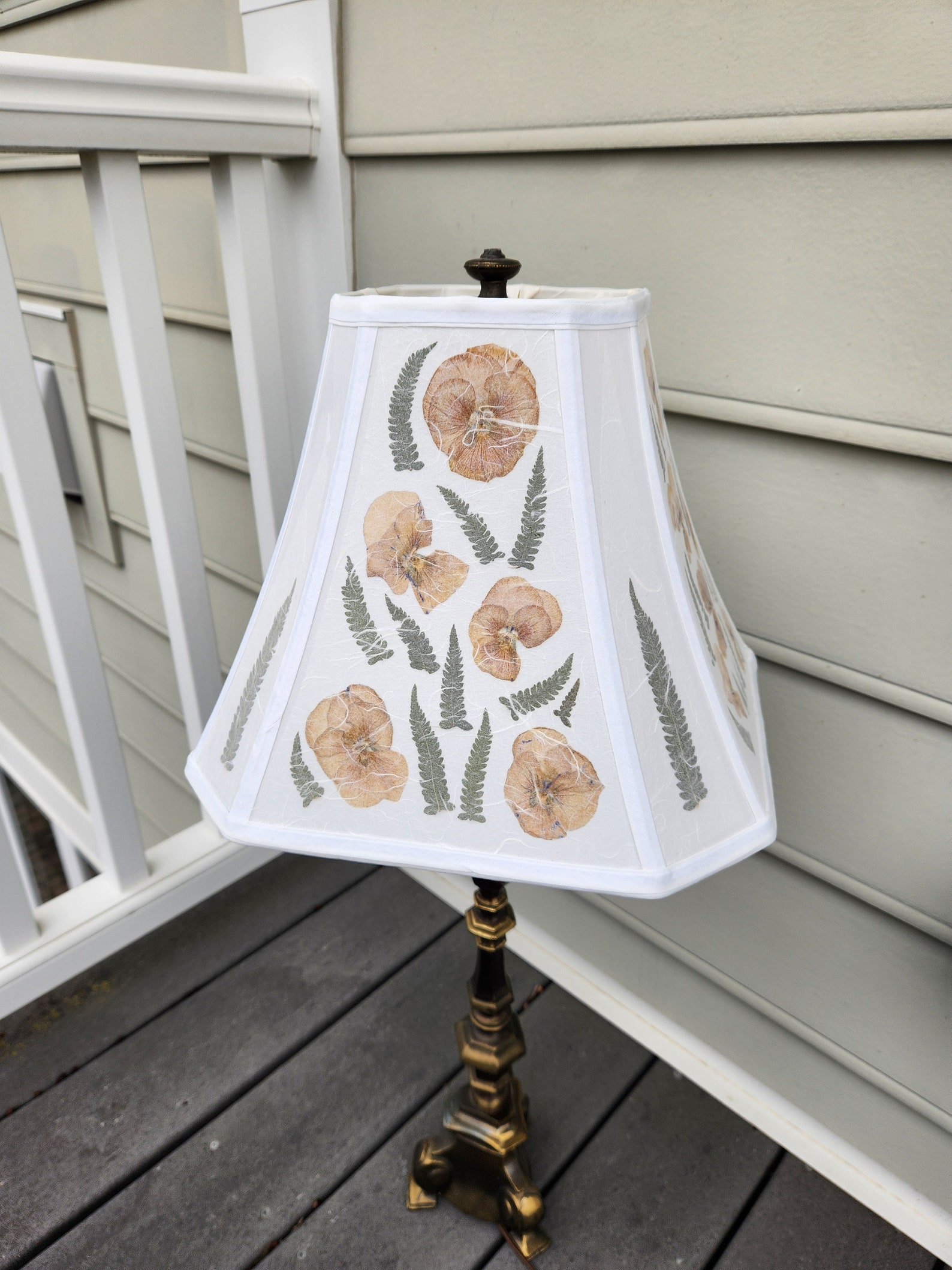 Pressed Flower Lampshade With Real Dried Flowers Pansy Flowers and