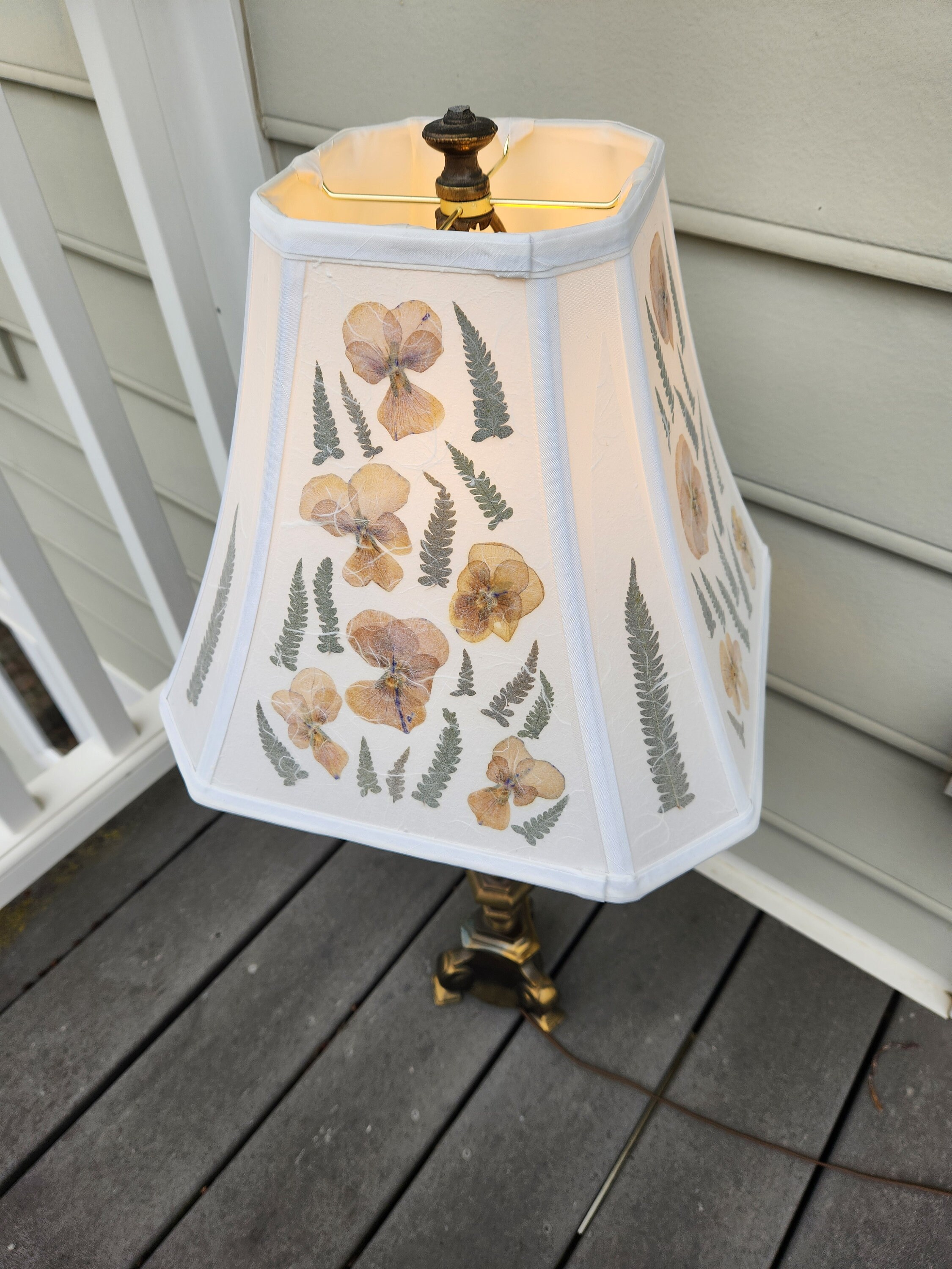Pressed Flower Lampshade With Real Dried Flowers Pansy Flowers and