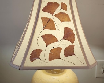 Handmade Ginkgo Leaf Lampshade: Royal Square Bell Design - Warm and cozy lighting ambiance (#122)