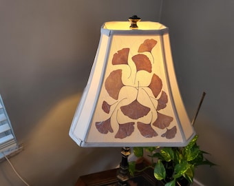 Organic materials for the warm lighting lamp shade. Rare dried Ginkgo leaf lampshade (#118)