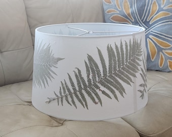 Real dried pressed ferns classic drum hanging extra large lampshade (#112)