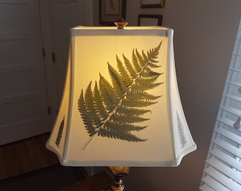 Large Pagoda Lamp Shade: Ferns and Queen Anne Lace – USA Handmade Flower lampshade (#62)