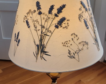 Pressed lavender flowers Extra large bell lampshade.  (#129)