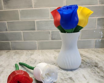 Beautiful 3D Printed Rose with Vase for Dry Flowers - Unique Home or Office Decor