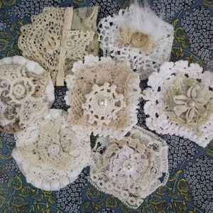 Vintage Lace Clusters / Slow Stitch  Snippets / Junk Journal Clusters / FREE SHIPPING