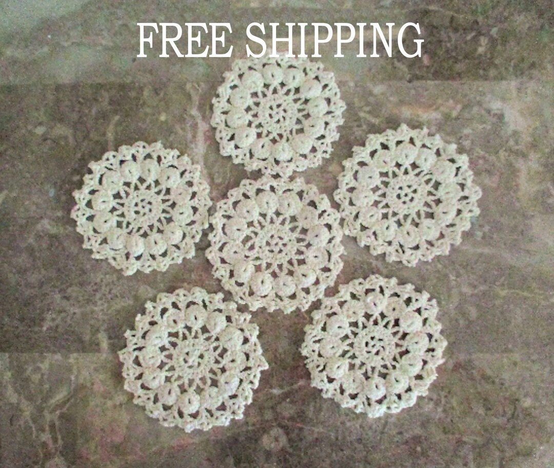 6 Round Crochet Doilies Embellishments Junk Journal Ephemera - Etsy