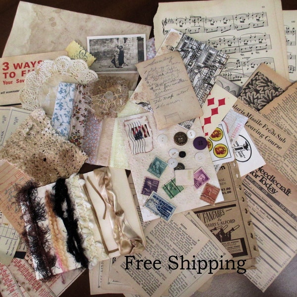 Vintage Junk Journal Pack /  Junk Journal Ephemera   /  Grungy Junk Journal Lot