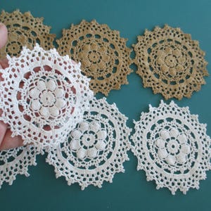 Vintage Crochet Cotton Doilies: Junk Journal Embellishments, Slow Stitch (6 pc)