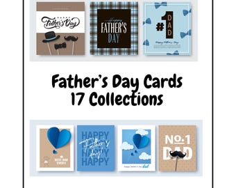 Father's Day Card Vector Pack: 17 Vintage Typography Designs (AI, EPS, JPG)