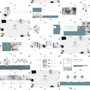 May include: A presentation template with a light blue and white colour scheme. The template features a minimalist design with illustrations of feathers and text that reads "North European minimalist illustrations at the end of the year summary report PPT template".