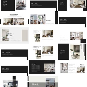 May include: A presentation template with a black and white colour scheme. The template features a variety of slides with different layouts, including title slides, content slides, and image slides. The template also includes a set of icons that can be used to enhance the presentation.
