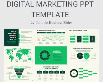 Modelo de PowerPoint de Marketing Digital | 27 Slides Exclusivos com Introdução e Estratégia para Startups
