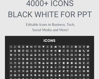 4000+ Black & White Icons for PowerPoint | Business, Technology, Social Media and More
