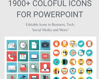 Mais de 1900 ícones coloridos PPT | Negócios, estilo de vida, clima e símbolos | Totalmente editável