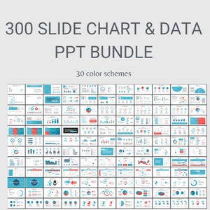 PPT-bundel voor verzameling zakelijke gegevens en grafieken van 300 dia's | 30 kleurenschema's, 16:9-formaat