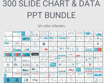 Pacote PPT de coleta de dados e gráficos comerciais com 300 slides | 30 esquemas de cores, formato 16:9