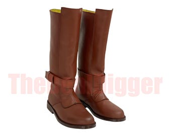 Handmade Obi-Wan Kenobi Leather Cosplay Boots: Star Wars Jedi Costume