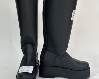 Darth Vader Inspired High Sole Leather Cosplay Boots: Handmade Sith Lord Footwear