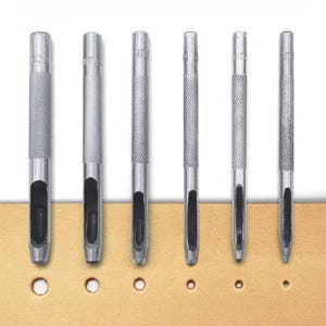 6pc Leather Hole Punch Set – Steel Hollow Round Punch Tools for Belts, Straps, Watch Bands, Crafting & DIY Leather Work