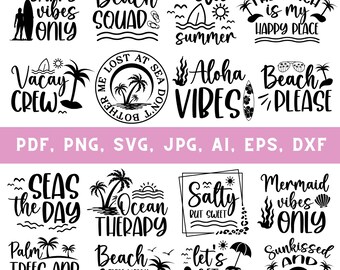 Summer svg bundle, Summer vibes svg, Beach svg, Summer quotes svg, Files for cricut