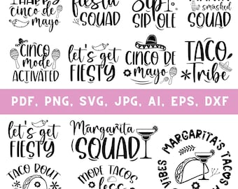 Cinco de mayo svg bundle, Fiesta svg, Tacos png, Mexican party svg, Cinco de mayo shirt svg, Cricut files