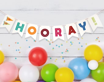 Striscione in feltro "Hip Hip Hooray" - Compleanni, lauree, anniversari, feste